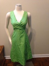 NWT J. Crew Lime Green Surplice Fit Flare Dress Lined 10 Beautiful!