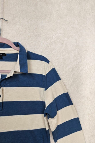 J Crew Boy Shirt Large Blue Striped 100% Cotton Long Sleeve Button Up Polo - 第 3/17 張圖片