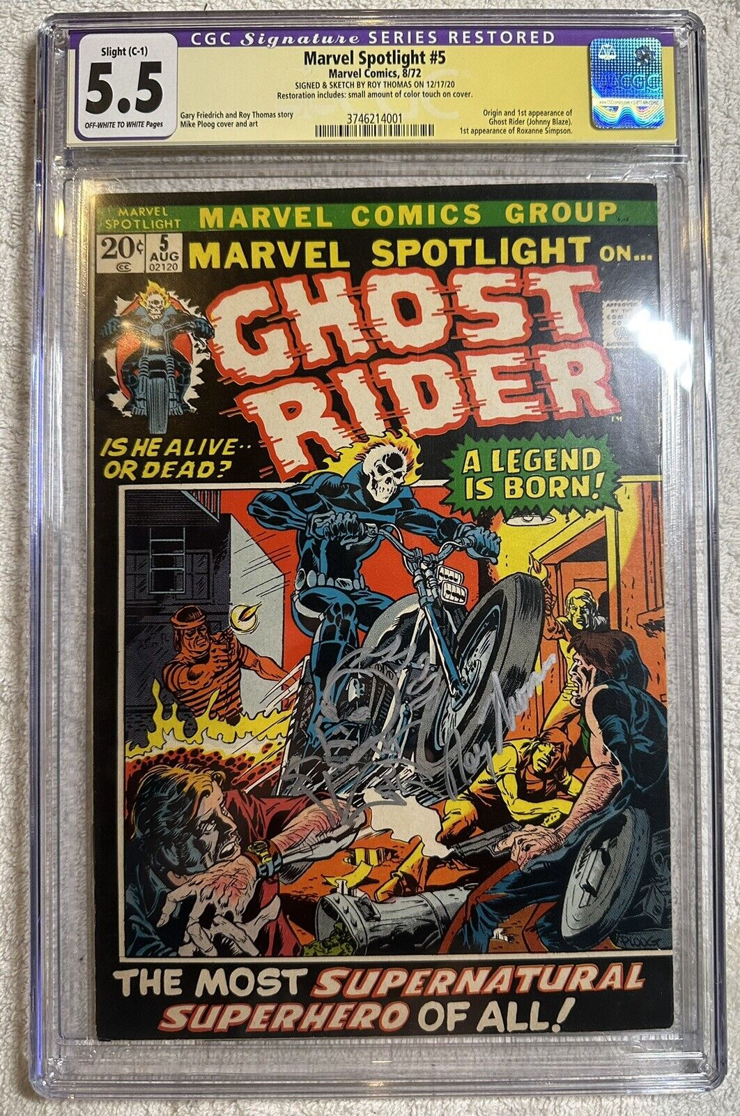 Marvel Spotlight #5 CGC SS 5.5 Restored 1st Appearance of GHOST RIDER! Signed