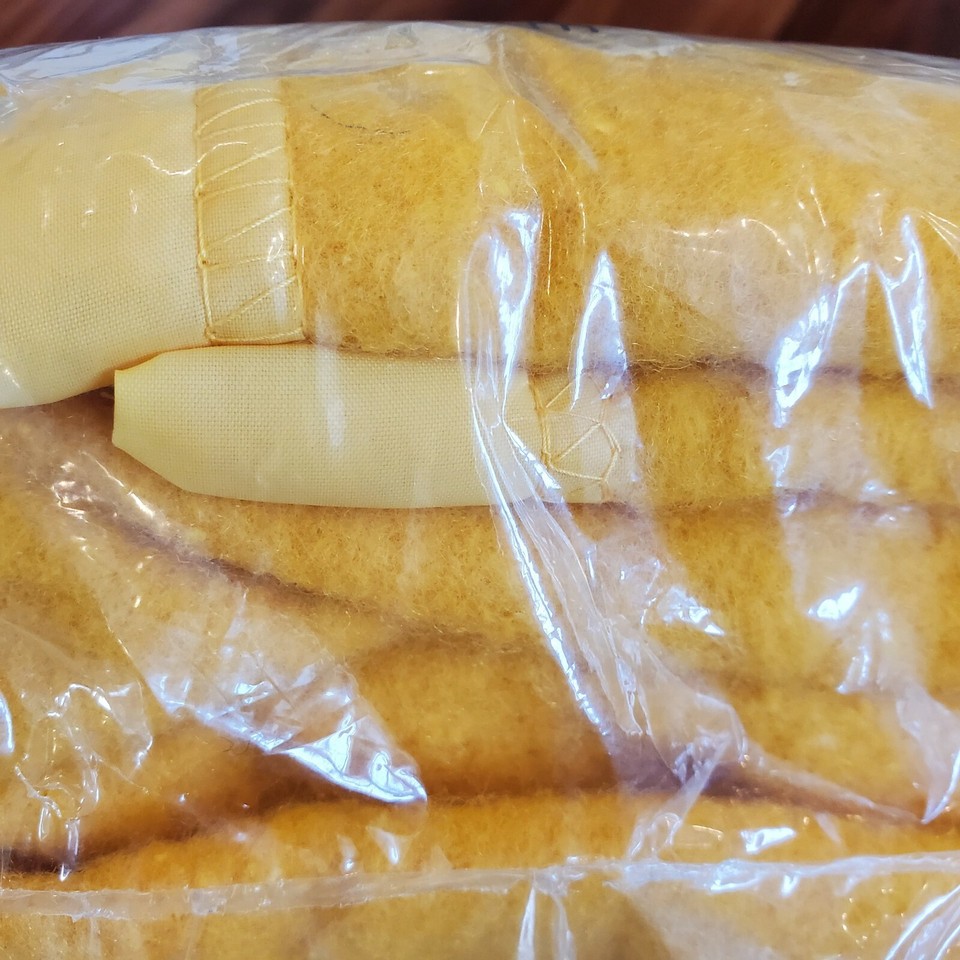 Vintage Mustard Yellow Blanket 72 x 90 Nylon Trim Twin Full Size