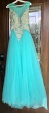 Floor Length Teal Prom Dress A Line Fairylike Whimsical