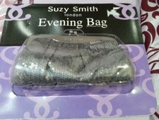Silver Suzy Smith London Sequinned Hand Bag Shoulder Chain Xmas Prom Party New 