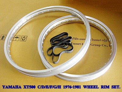 Fit YAMAHA XT500 C/D/E/F/G/H 1976-1981F&R ALLOY WHEEL RIM SET SILVER+RUBBER [mi]