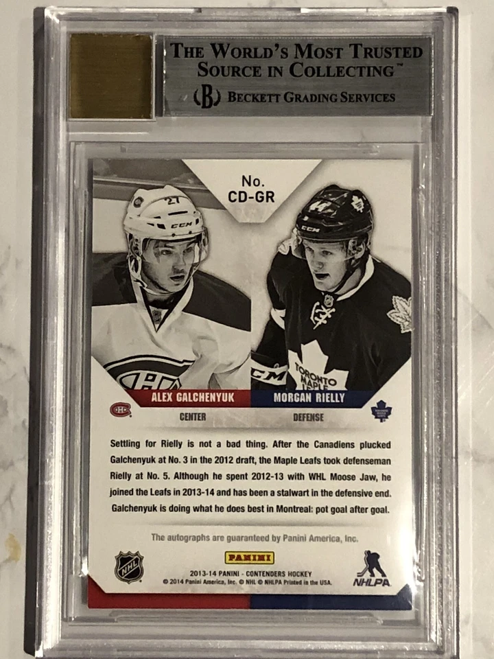 2013-14 Panini Contenders /50 MORGAN RIELLY GALCHENYUK AUTO BGS 8.5w/ 10 NMMT+ - Image 4 of 4