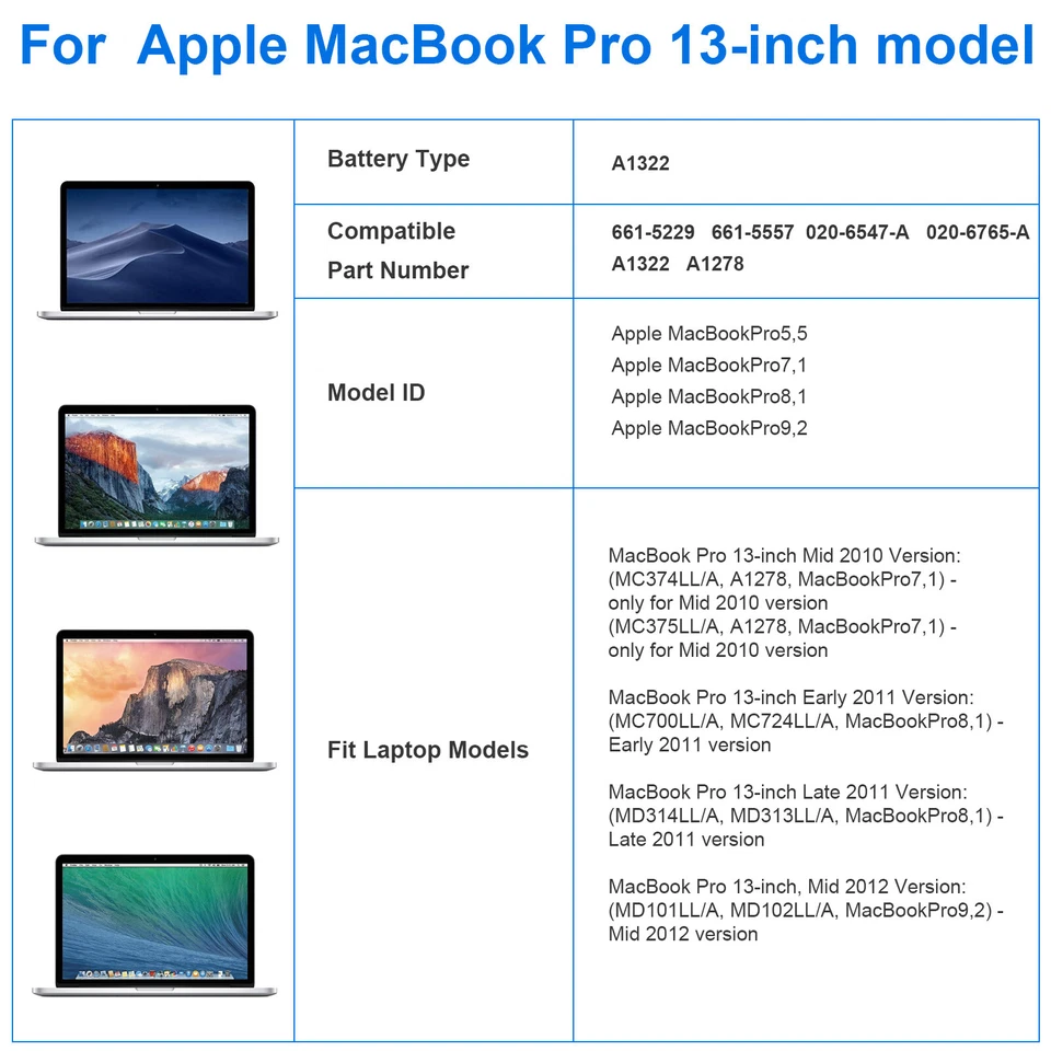 A1322 Genuine OEM Battery For Apple MacBook Pro 13"A1278 Mid 2009 2010 2011 2012 - Image 2 of 4