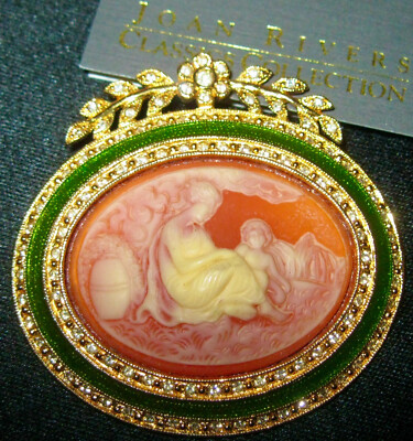 JOAN RIVERS NEW/SIGNED..''EXQUISITE BEAUTY BROOCH W/GOLD FINISH'' NEW, OLD STOCK