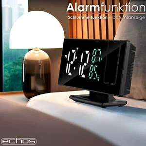 Black Digital LED Projection Alarm Clock