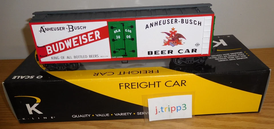 K-LINE K762-5604 ANHEUSER-BUSCH BUDWEISER BEER WOOD-SIDED REEFER TRAIN O SCALE - Image 2 of 4