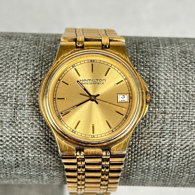 VTG Hamilton Masterpiece Watch Mens 32mm Date Gold Tone