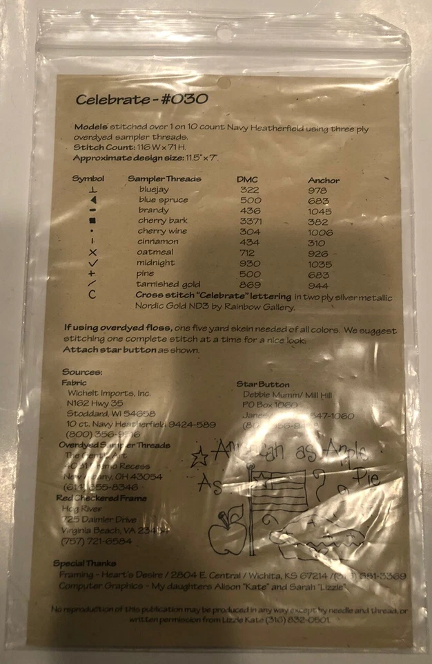 Vintage 1997 Lizzie Kate - Celebrate #030 Cross Stitch Pattern - Image 2 of 2