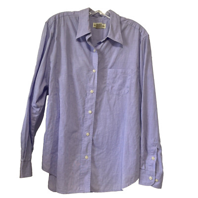 Merona Button Up Shirt Women Large Lilac Collared  Long Sleeves 100% Cotton
