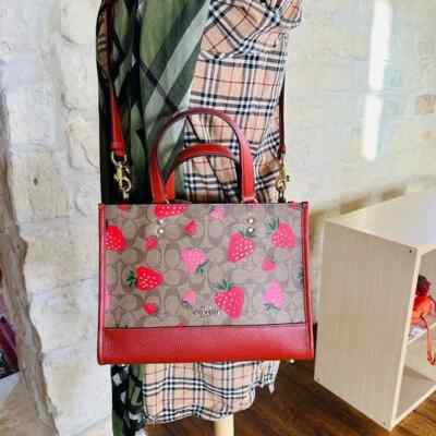 ★完売前に!★Coach Dempsey Carryall Strawberry Print Bag COACH Dempsey Carryall Signature Canvas&Leather Wild