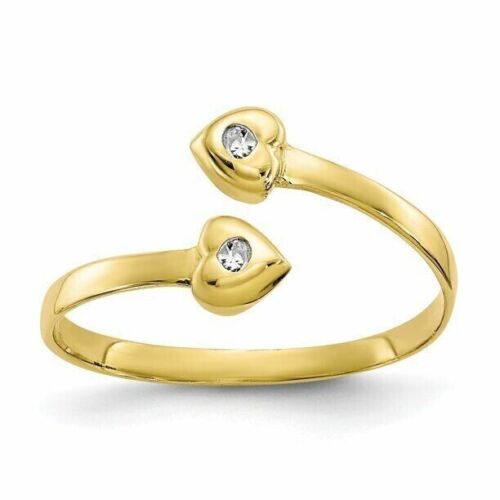 0.10 Ct Round Simulated Diamond Heart Adjustable Toe Ring 14k Yellow Gold Plated - Photo 1/4