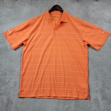 Nike Golf Polo Shirt Mens XL Orange Striped Fit Dry Performance Preppy