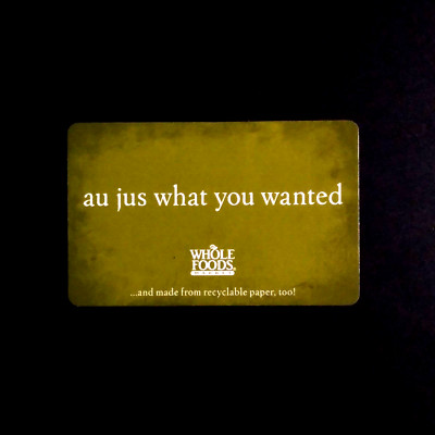 Whole Foods Au just what you wanted NEW COLLECTIBLE GIFT CARD $0 #6362