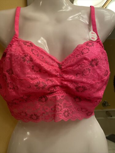 NEW VICTORIA SECRET PINK GLITTER PINK LACE BRALETTE SIZE LARGE - Picture 1 of 7