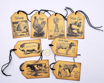 8-Farmhouse-Primitive-Junk Journal-Country-Farm-Linen Cardstock-Hang Tags
