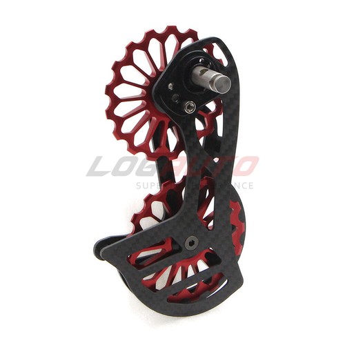 Carbon Fiber Bike Guide Wheel Rear Derailleur Pulley Ceramic Bearing Bicycle Red - Picture 3 of 12