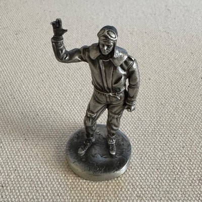 VINTAGE 1981 CHARLES LINDBERGH AMERICAN AVIATOR PEWTER FIGURINE NHS COLLECTIBLE