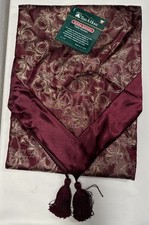 Christmas Table Runner Trim A Home Holiday Damask BURGUNDY GOLD 13x70  NEW 