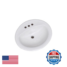 Design House 573428 Oval Drop-In Sink 20X17 Single Basin In White