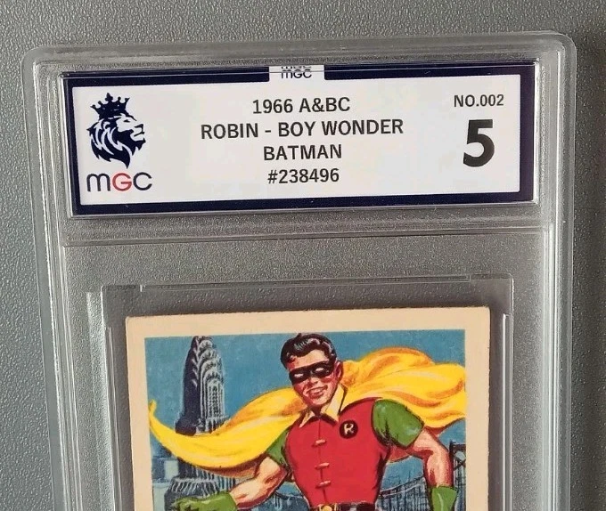 1966 A&BC BATMAN ROOKIE TRADING CARD #2 ROBIN - BOY WONDER BLACK BAT GRADED 5 - Image 3 of 4