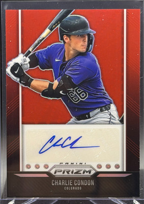 Charlie Condon 2026 Prizm Throwback Signatures Red Auto #21/99 - Rockies