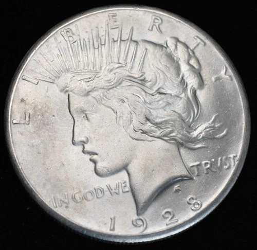 1928 Peace Dollar $1- AU- Nice Semi Key Date Of Series!  90% US Silver