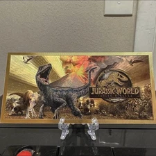24k Gold Foil Plated Jurassic World Banknote Dinosaur Collectible