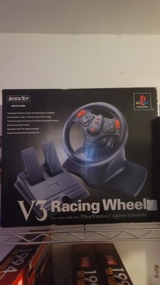 InterAct V3 Racing Wheel w/ Pedals for Sony PlayStation 1 PS1 Black/Gray