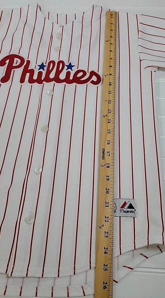 Футболка Philadelphia Phillies Ryan Howard Majestic White в тонкую полоску МОЛОДЕЖНАЯ - Изображение 4 из 4
