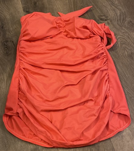 Catalina Suddenly Slim Coral Neck Tie Slimming One Piece Swimsuit Sz 12 EUC