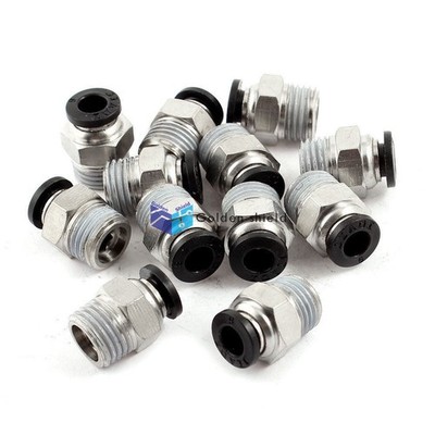 12Pcs 6mm Tube 1/4'' PT Thread Push in Air Pneumatic Quick Coupler Connectors  #v