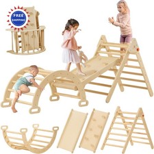 Pikler Triangolo Set 7 in 1 Pieghevole Legno Montessori Arrampicata Giocattoli per Bambino