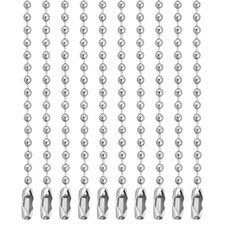 Ball Beads Chain Bulk,Keychain Rings Metal 4 Inch Dog Tag Metal 10Pcs Silver