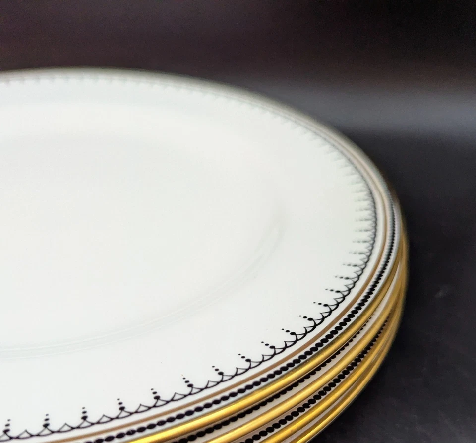 Винтажный набор/4 обеденные тарелки Spode Warwick 10 дюймов черный баннер точка Англия - Изображение 4 из 4