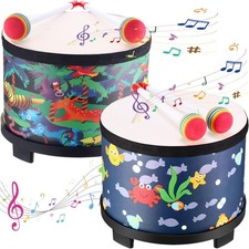 2 Pcs Drum for Toddlers Ages1-6,8 Inch Percussion Instrument Music with 4 Mal...