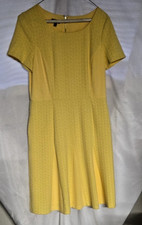 Talbots Dress Yellow Fit N Flare Size 8 Round Neck Classic Minimalist Style Cute