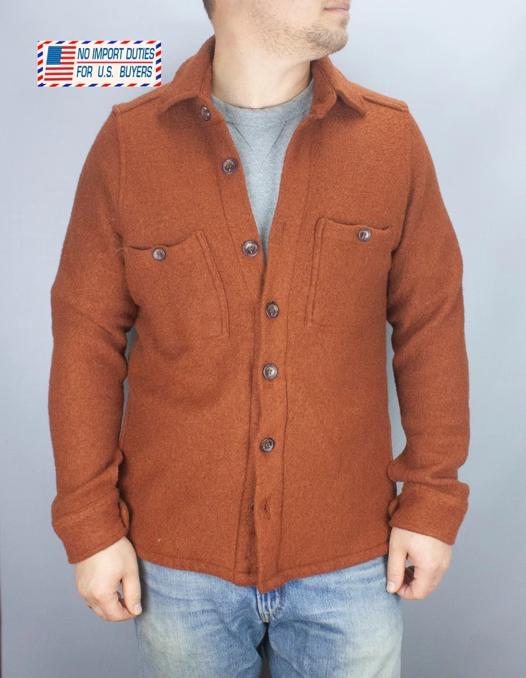 Percival Overshirt Blanket Wool Blend Shacket Chore Work Orange Men's Size Large - Image 3 of 4
