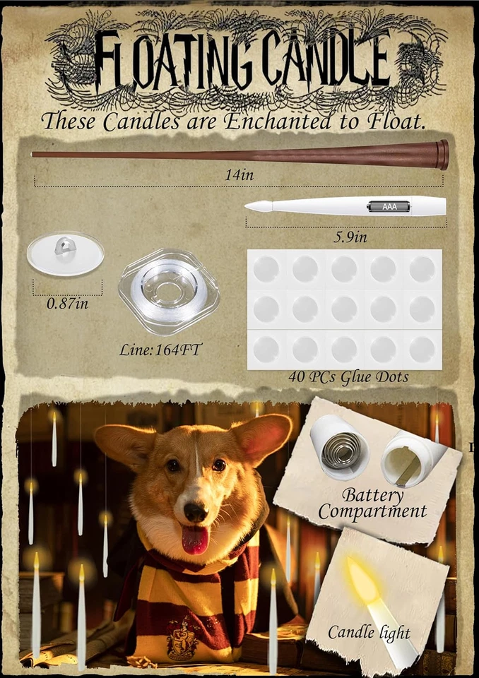 Decoraciones de Halloween, 20 Piezas Velas Flotantes con Varita Velas Colgantes Mágicas, Foto 2 de 4