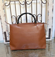 Gucci Diana Vintage Brown Leather Structured Tote Bamboo handle