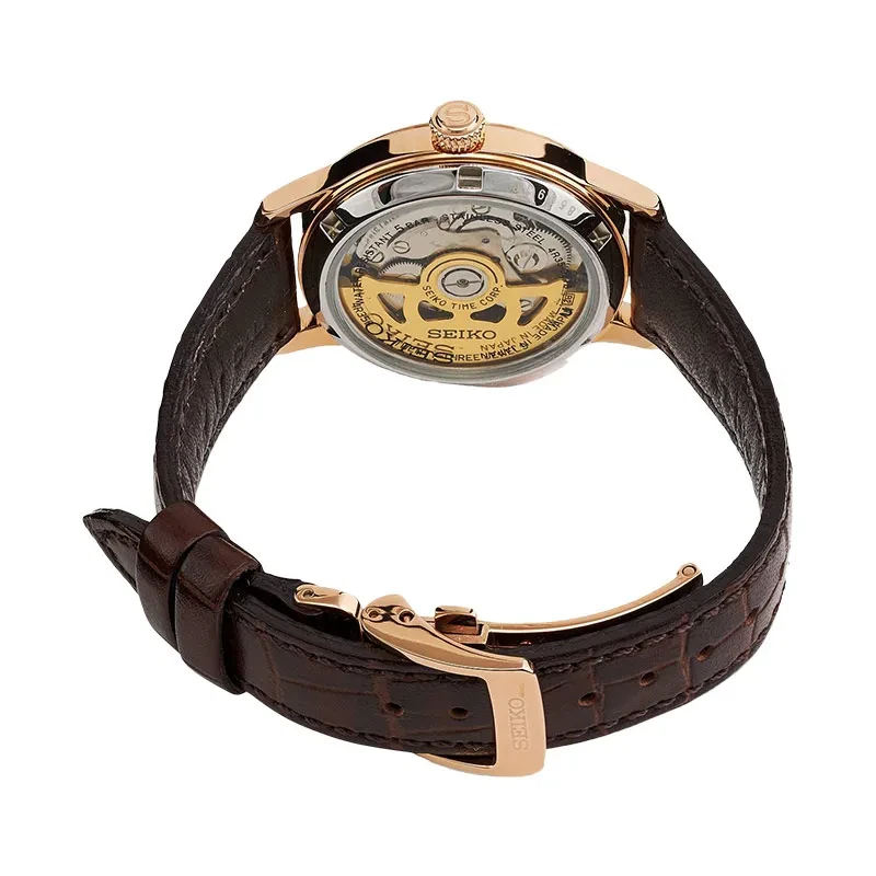 Reloj para mujer Seiko Presage SRP852J1 automático esfera plateada cuero