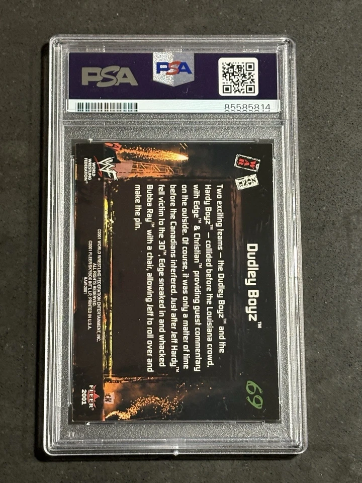 THE DUDLEY BOYZ 2001 FLEER WWF RAW IS WAR SIGNED AUTOGRAPHED CARD PSA/DNA - Image 2 of 2