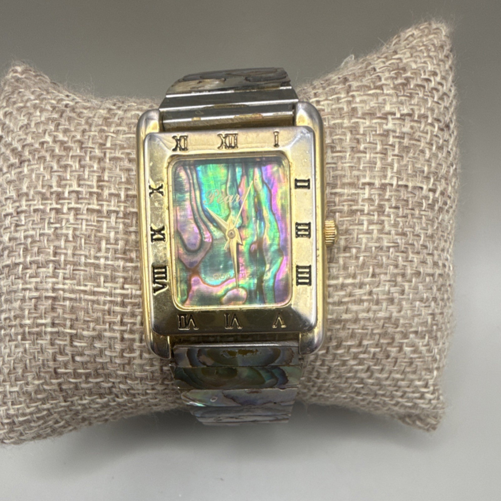 Pearl Abalone Shell Rectangle Dial Roman Numerals… - image 4