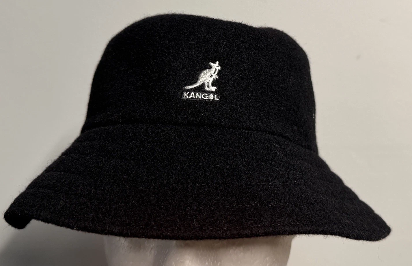 Kangol Black Wool Rock Art Lahinch Bucket Hat Large NEW