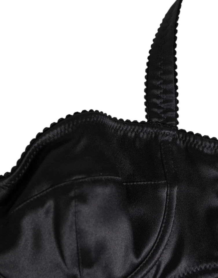 Sutiã Dolce & Gabbana preto cetim com aro lingerie IT2 roupa íntima - Imagem 3 de 4