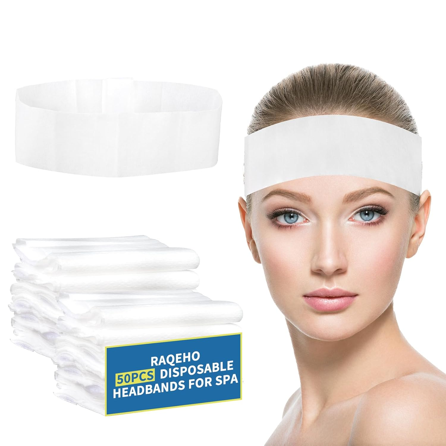50Pcs Non-Slip Elastic Spa Headbands Bulk for Facial Treatments & Salon Use