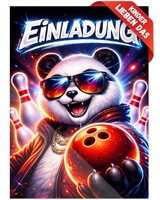 8 Einladungskarten Kindergeburtstag Bowling I Bowling Party Einladungen #A026