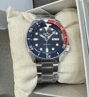 Seiko Automatic Blue Dial Pepsi Bezel Steel Bracelet Men's Watch