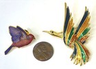 Gold Tone Multicolor Enamel Bird Brooches 36.9g — photo 3